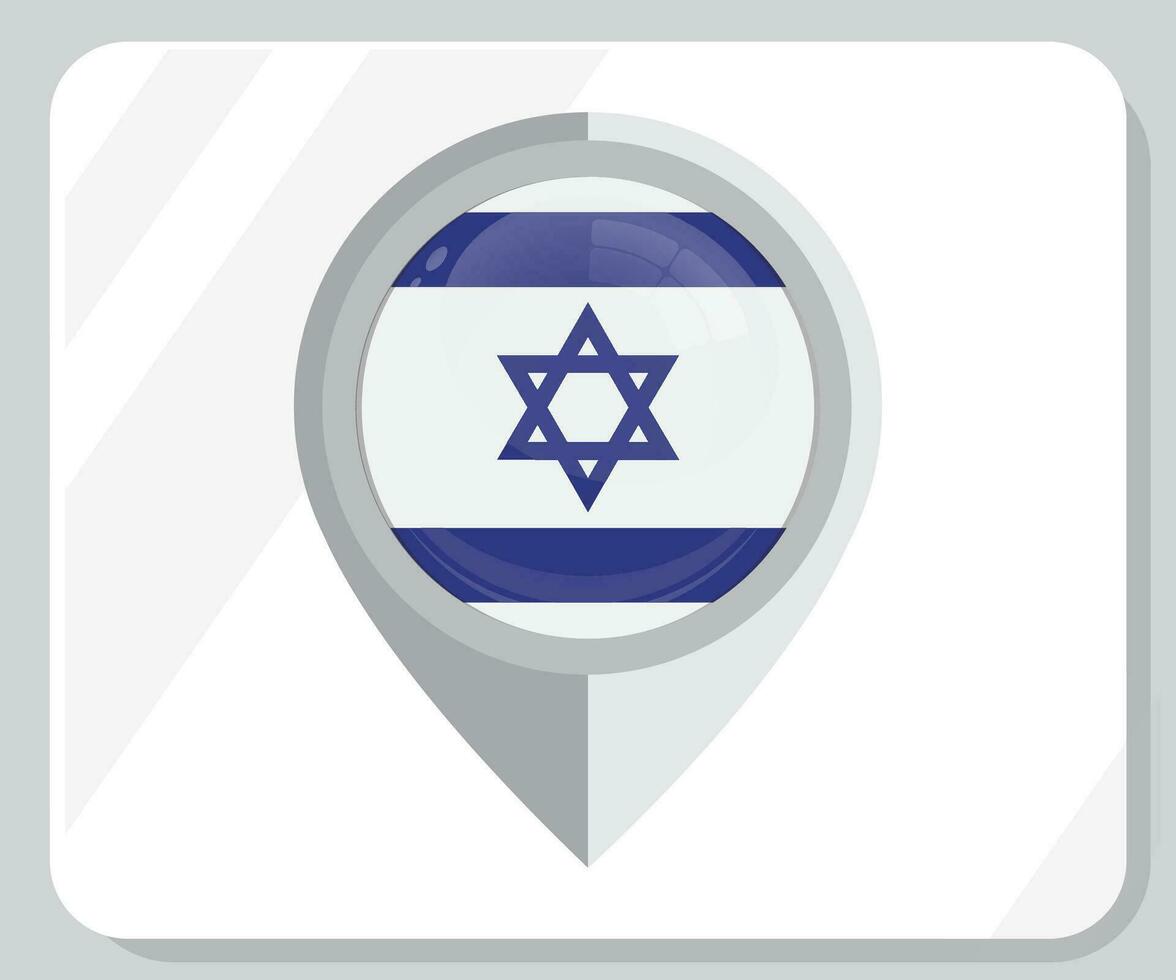 Israël brillant épingle emplacement drapeau icône vecteur