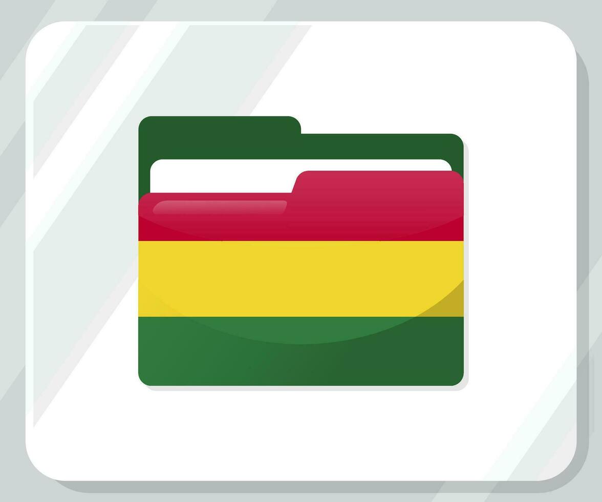 Bolivie brillant dossier drapeau icône vecteur