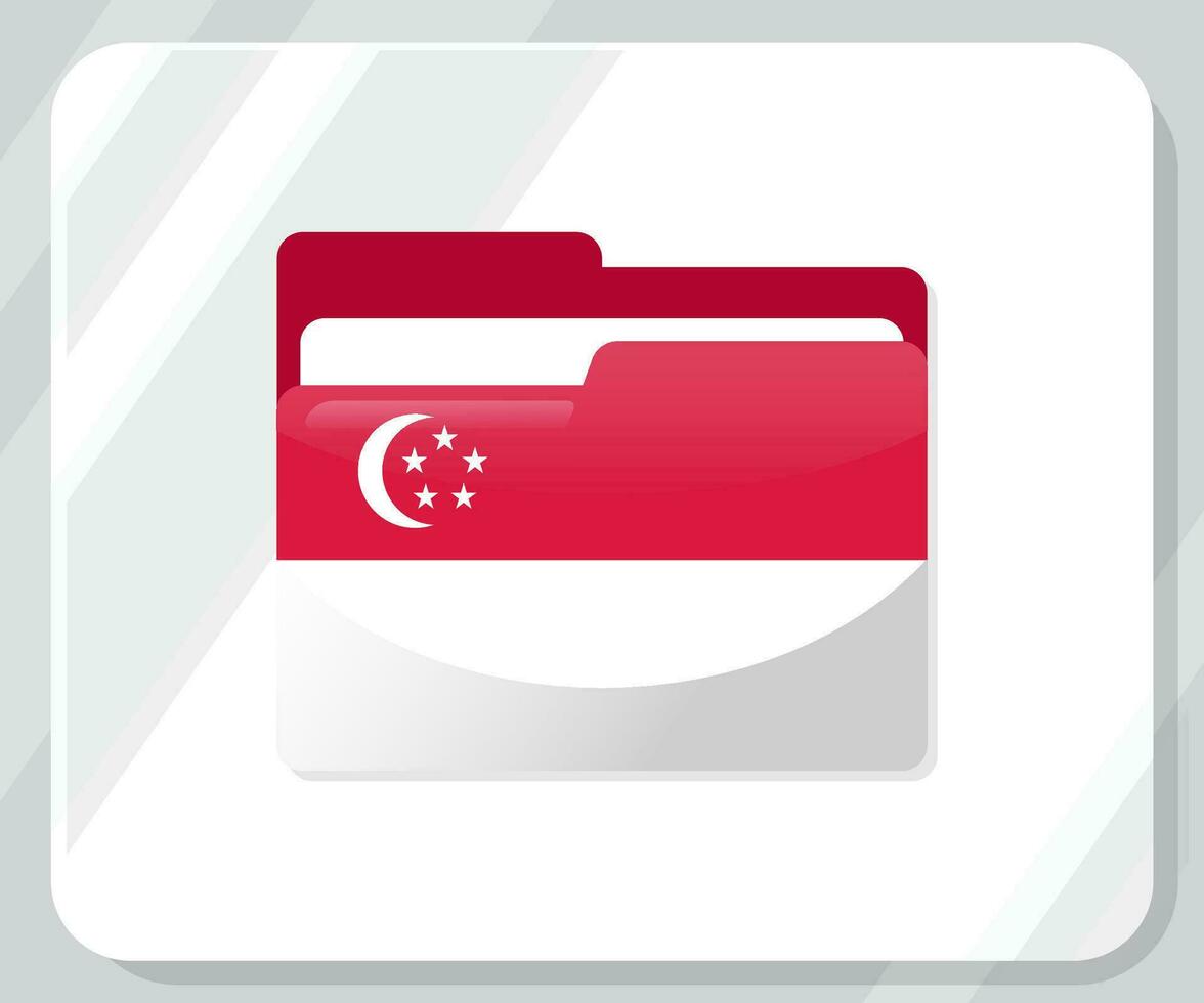 Singapour brillant dossier drapeau icône vecteur