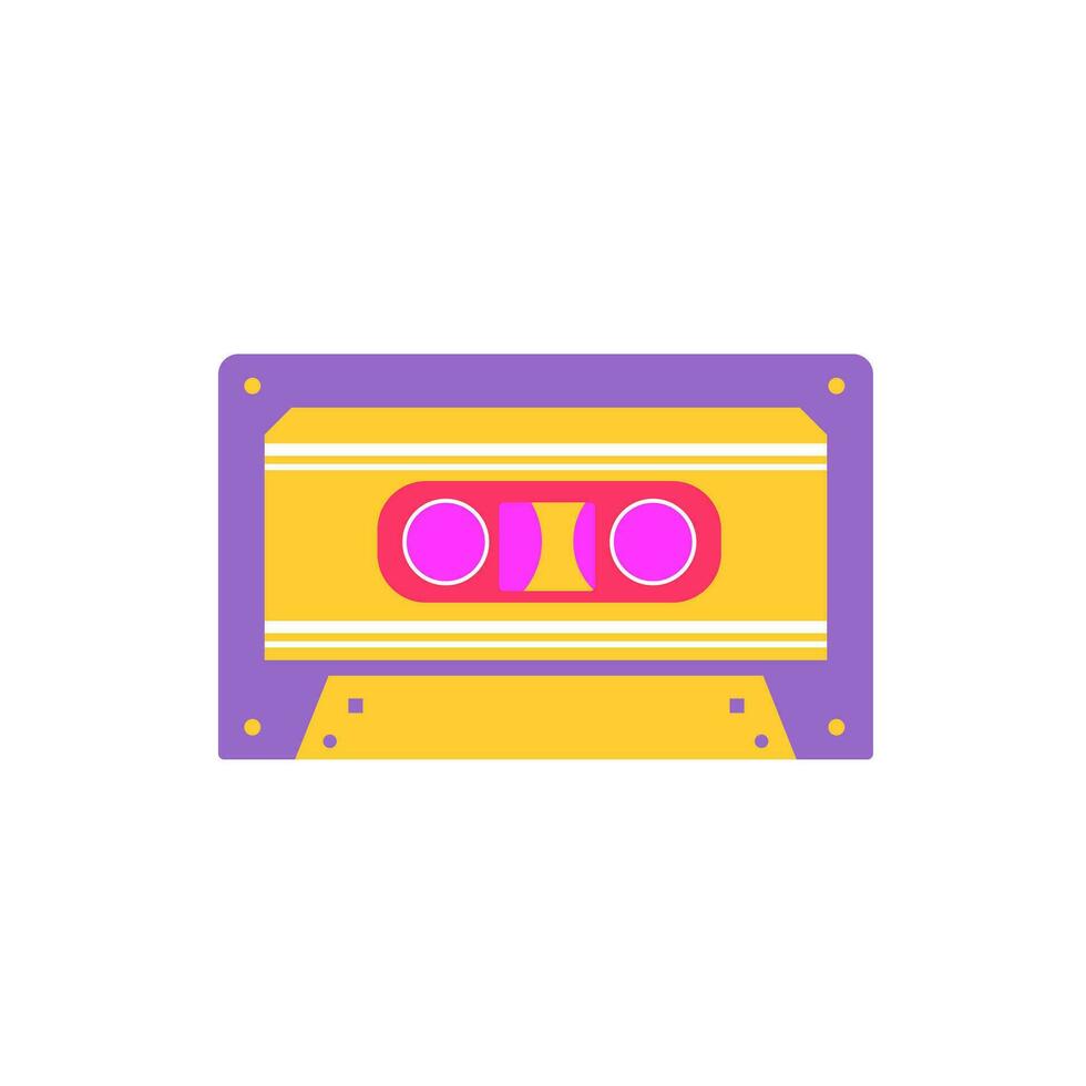 rétro 90's la musique l'audio cassette vecteur illustration pour autocollants, logos, impressions, patchs et social médias