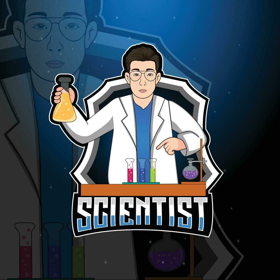 scientifique mascotte logo conception vecteur avec moderne illustration