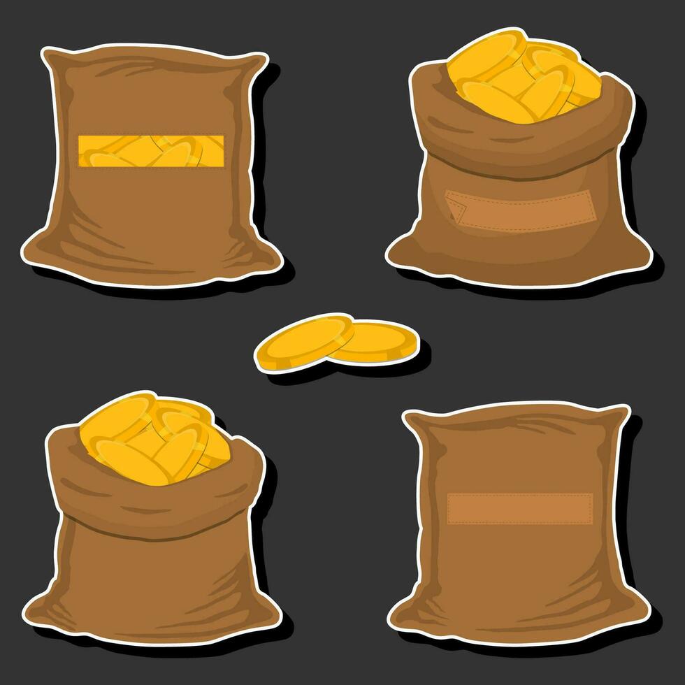 illustration sur thème gros coloré ensemble différent les types Sacs, plein sac de pièces de monnaie vecteur