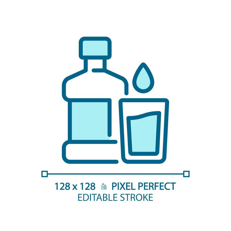 l'eau pixel parfait bleu rgb Couleur icône. du froid boire. en bonne santé habitude. boisson industrie. liquide rafraîchissement. corps hydratation. isolé vecteur illustration. Facile rempli ligne dessin. modifiable accident vasculaire cérébral