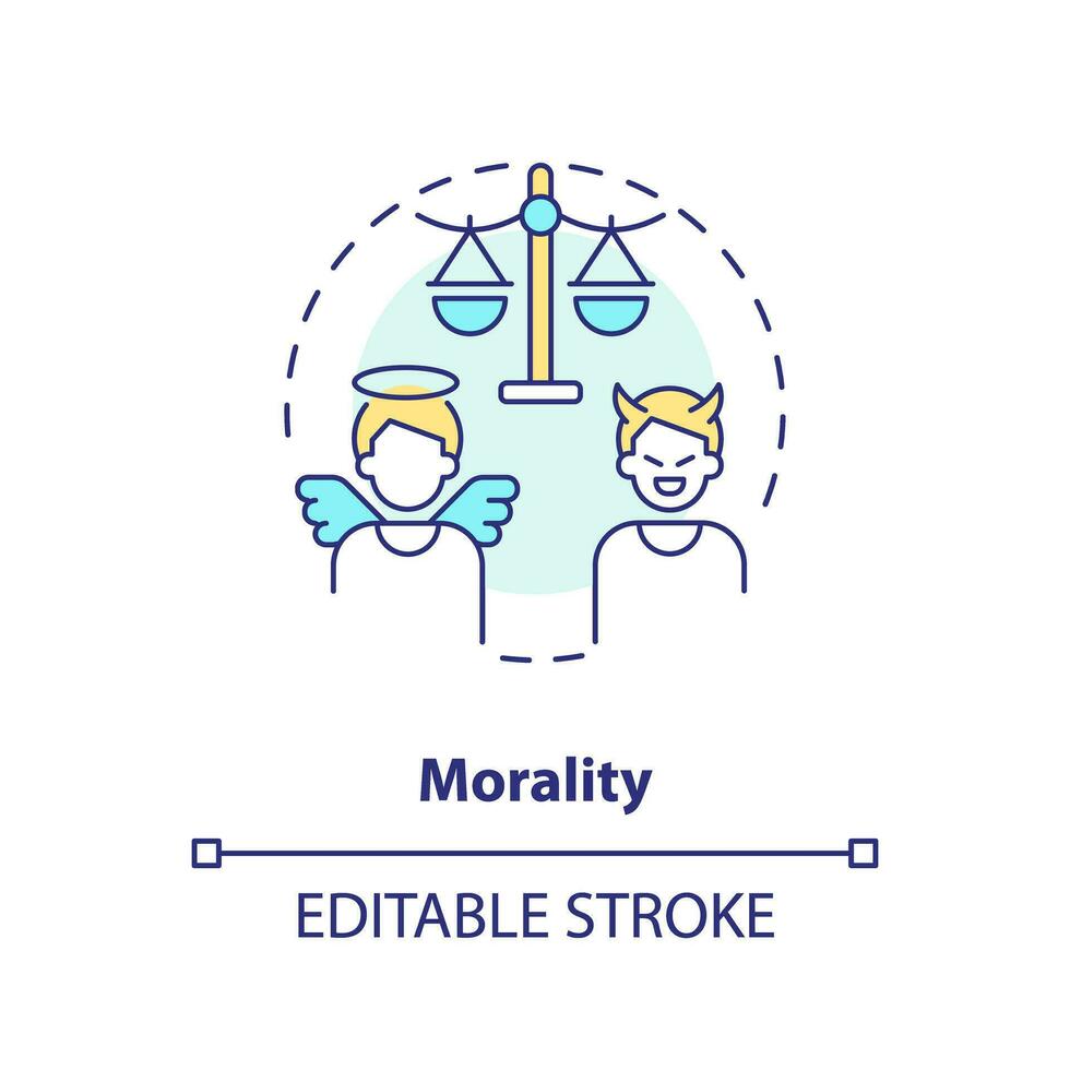 moralité concept icône. différenciation de correct et non conforme. loi et Justice idée abstrait idée mince ligne illustration. isolé contour dessin. modifiable accident vasculaire cérébral vecteur