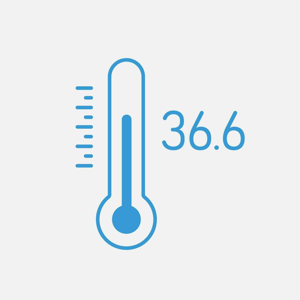 thermomètre avec échelle et indicateur de une en bonne santé la personne 36,6 température. vecteur