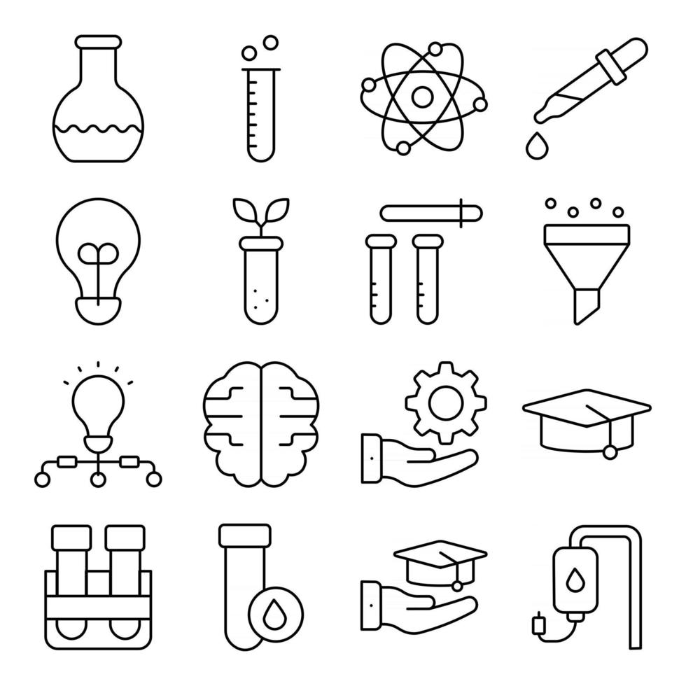 pack d'icônes linéaires scientifiques vecteur