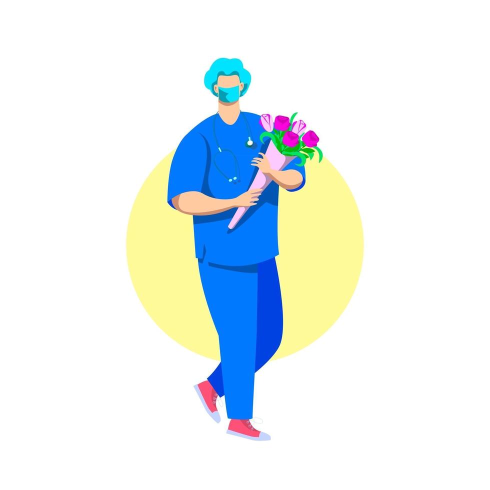 docteur en médecine avec vecteur de concept d'illustration de fleurs