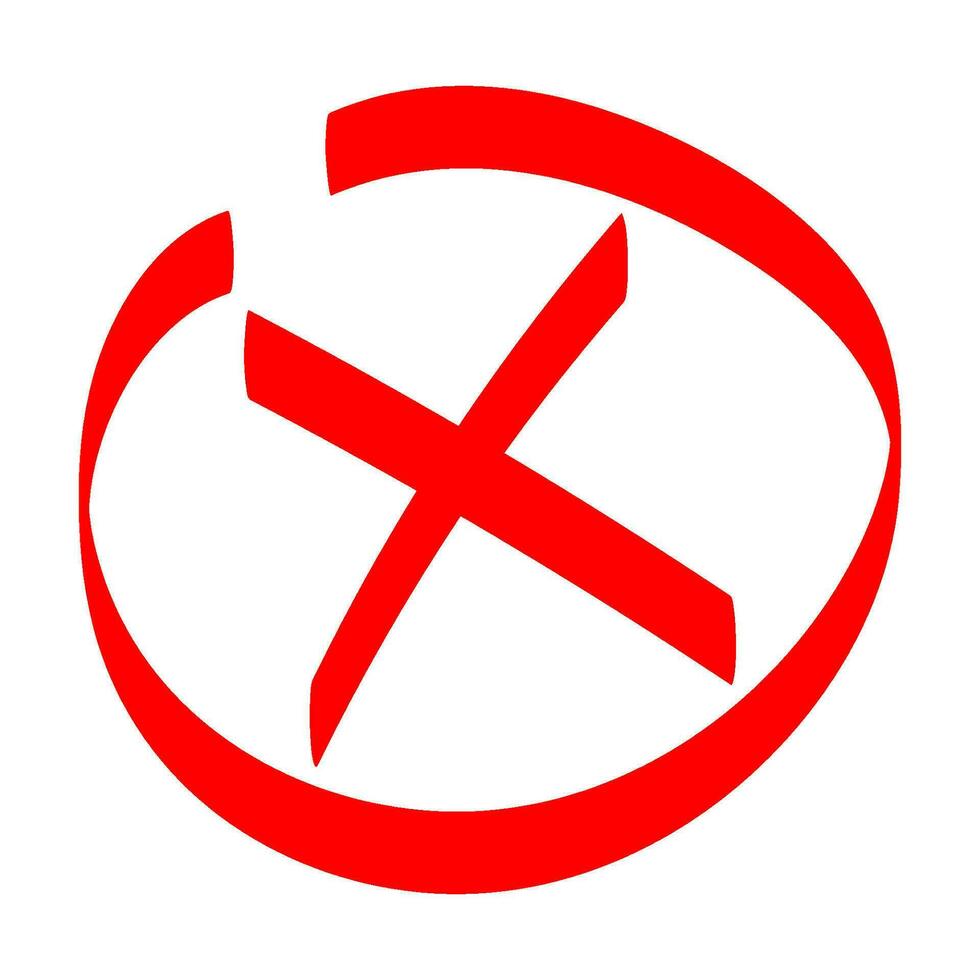 rouge traverser marque brosse rouge X marque X signe main tiré icône vecteur