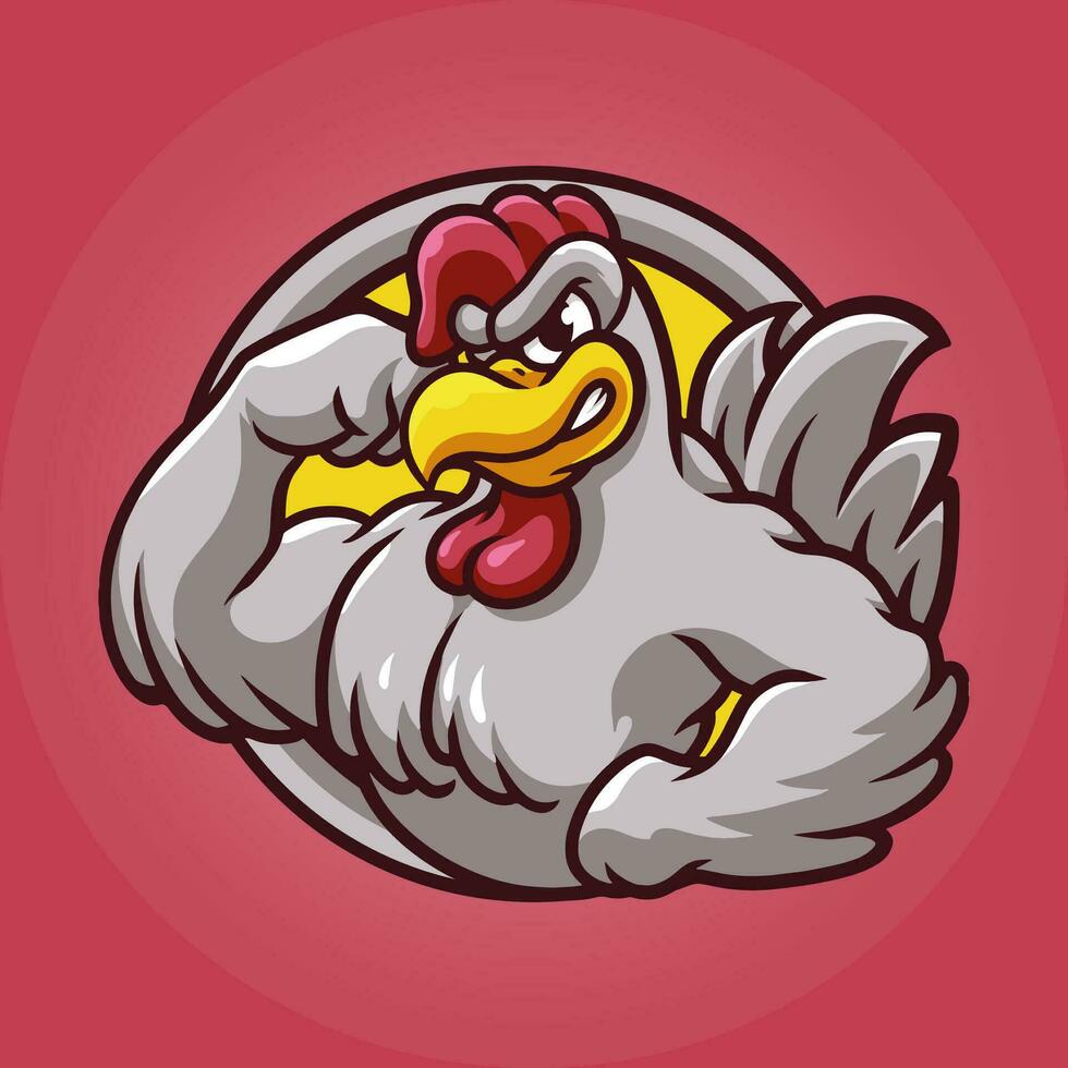 poulets fort mascotte génial illustration pour votre l'image de marque affaires vecteur