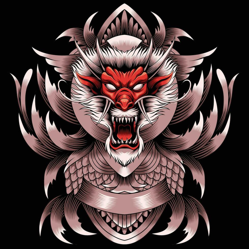 illustration vectorielle tête de dragon vecteur