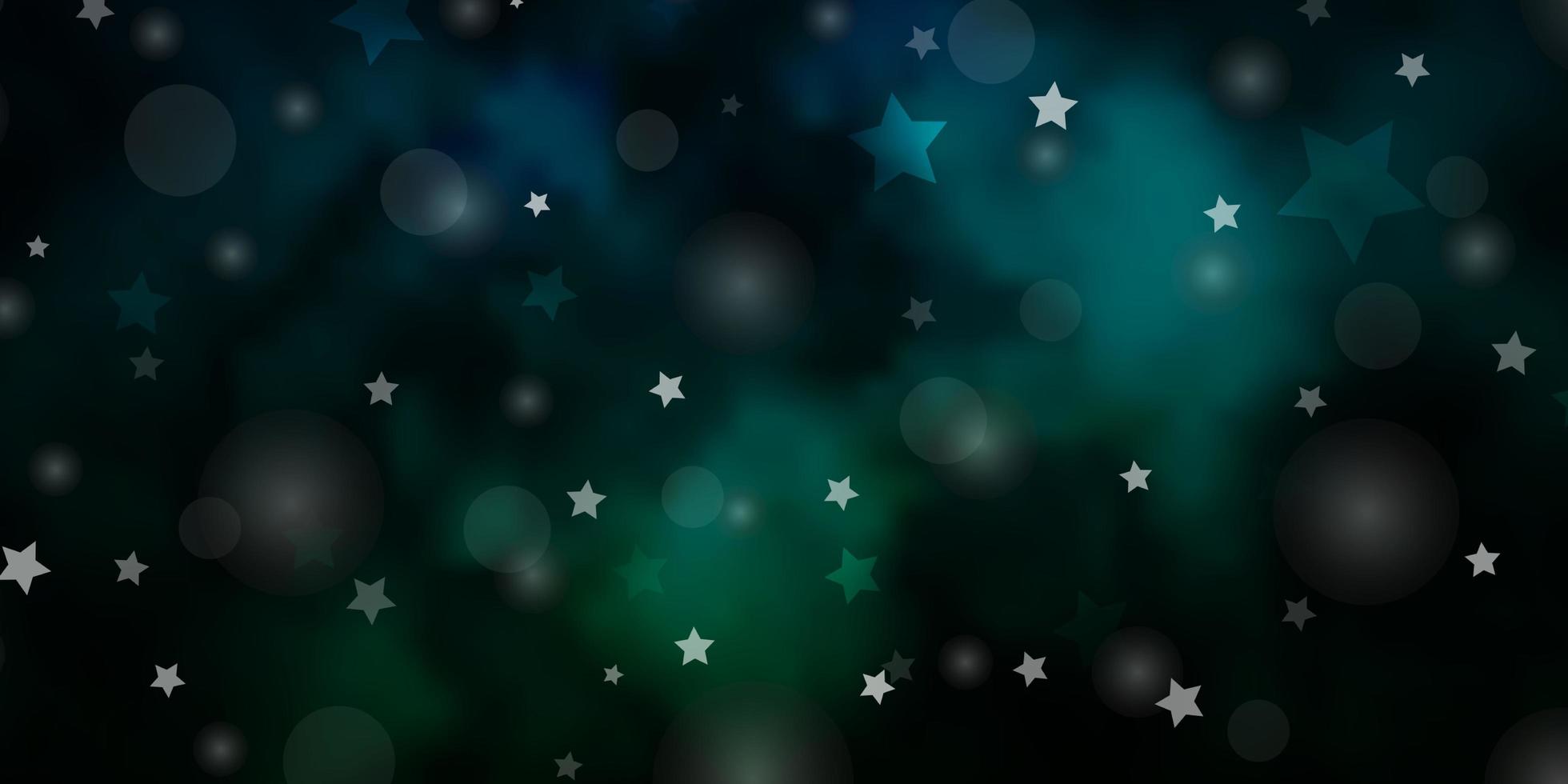 modèle vectoriel bleu foncé, vert avec des cercles, des étoiles. conception abstraite dans un style dégradé avec des bulles, des étoiles. texture pour stores, rideaux.