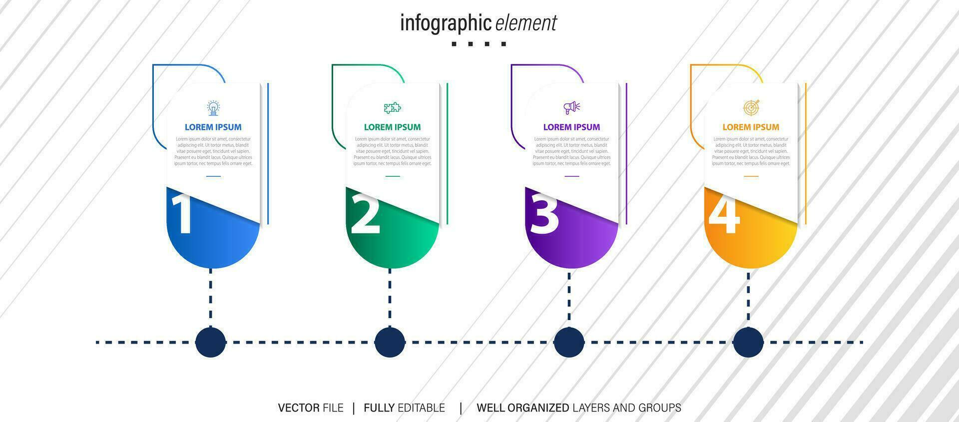 conception infographique de la chronologie avec cercle pour modèle d'entreprise. vecteur 4 étapes.