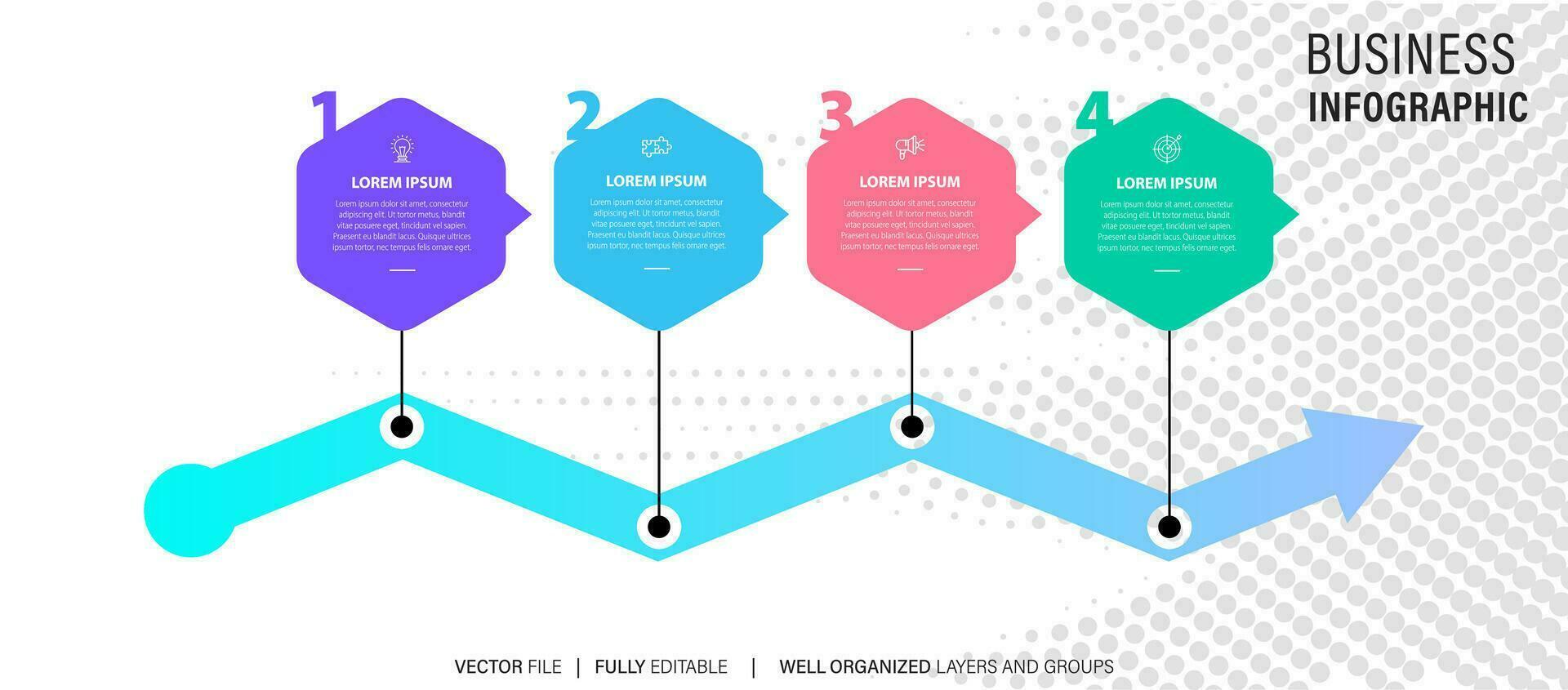 chronologie infographie modèle, affaires concept avec 4 choix, vecteur illustration.