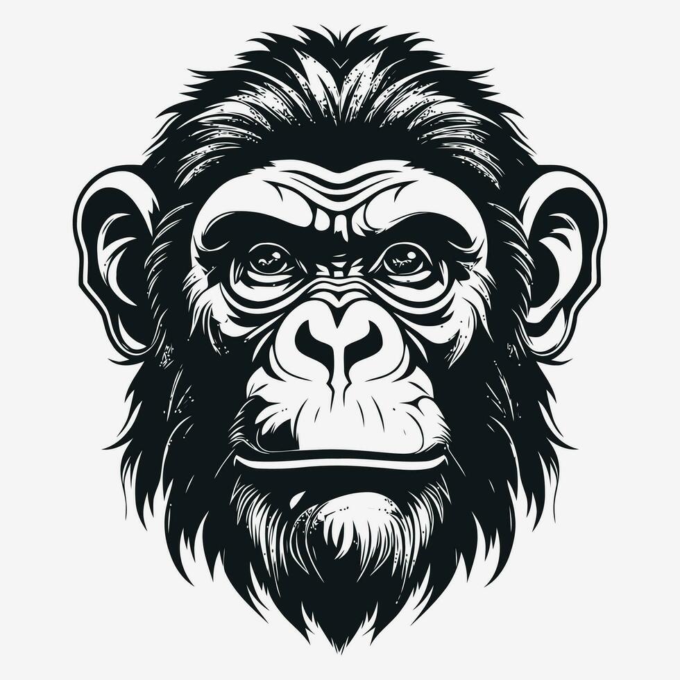 singe vecteur logo Facile réaliste la nature primate Afrique gorille ouistiti chimpanzé art dessin illustration sauvage animal