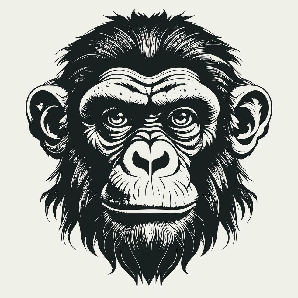 singe vecteur logo Facile réaliste la nature primate Afrique gorille ouistiti chimpanzé art dessin illustration sauvage animal