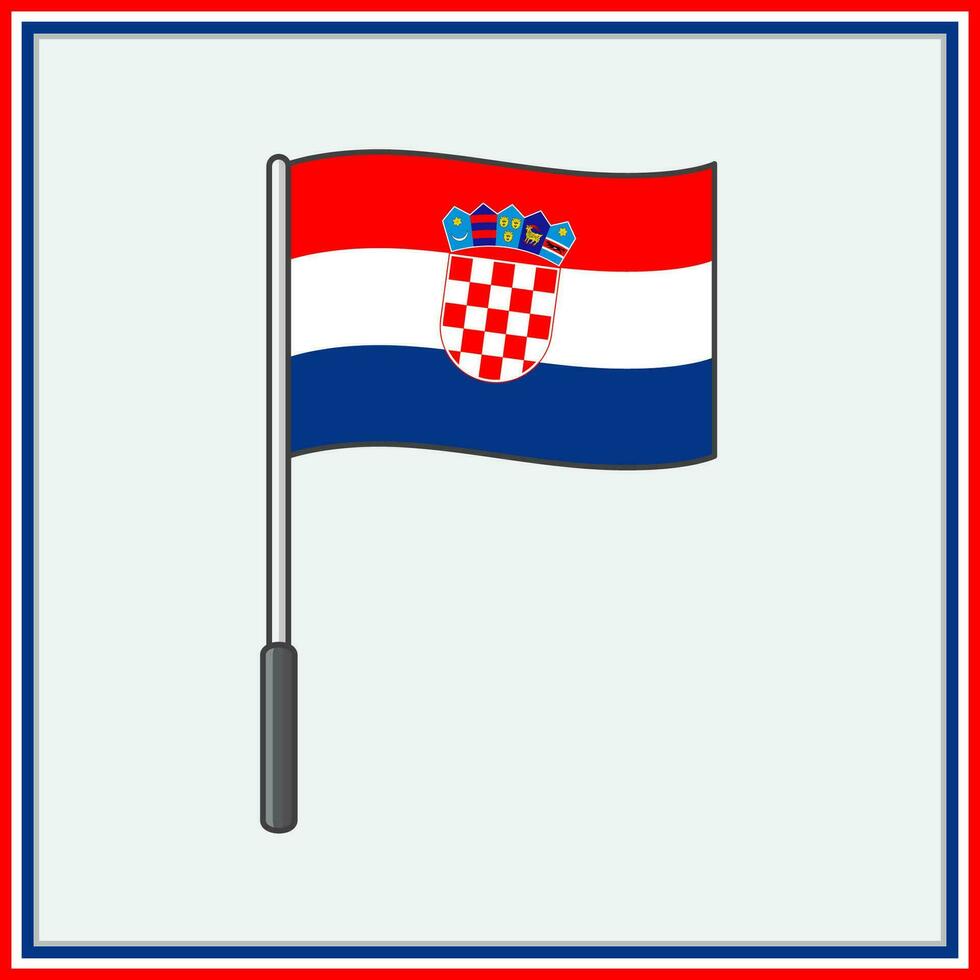Croatie drapeau dessin animé vecteur illustration. drapeau de Croatie plat icône contour