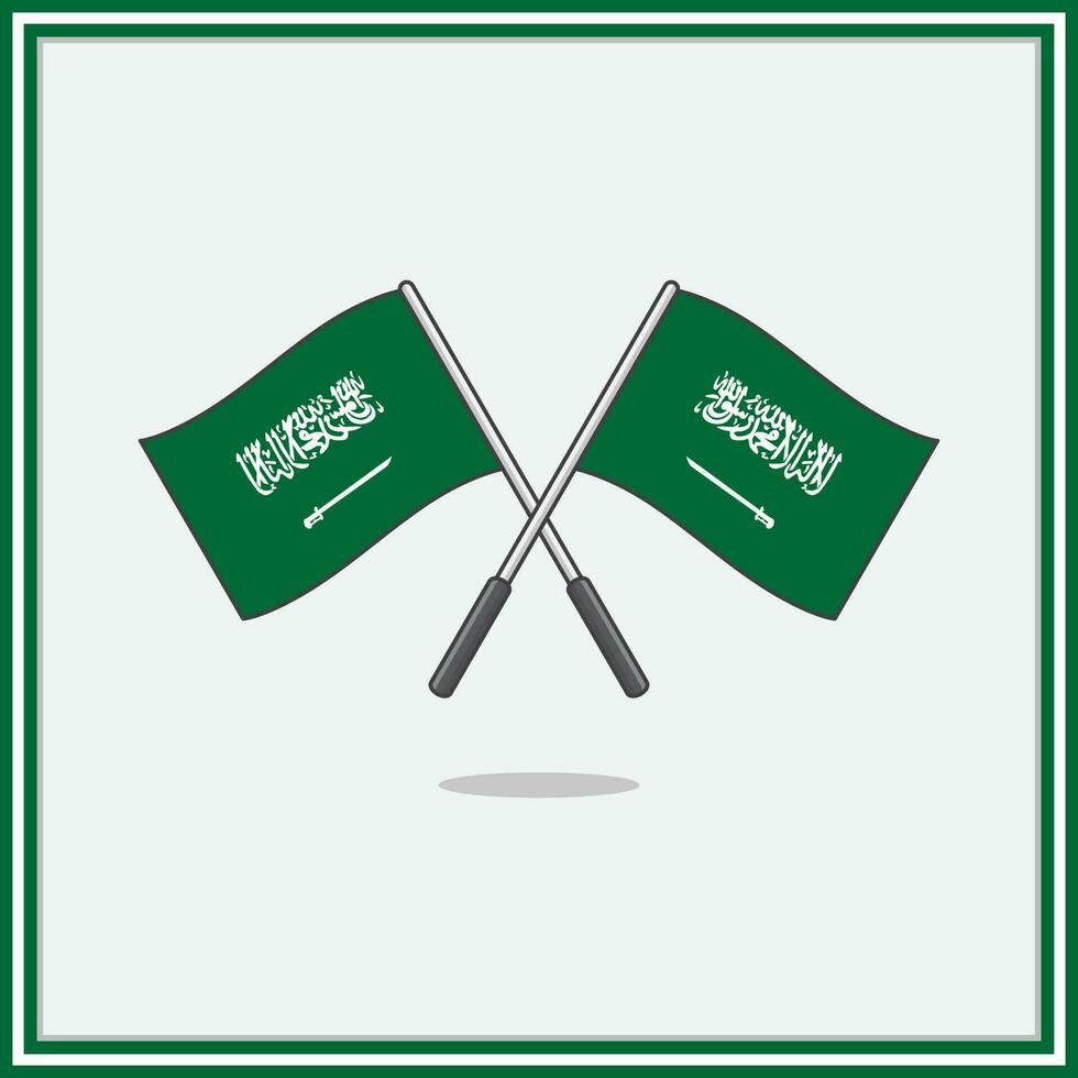 drapeau de saoudien Saoudite dessin animé vecteur illustration. saoudien Saoudite drapeau plat icône contour