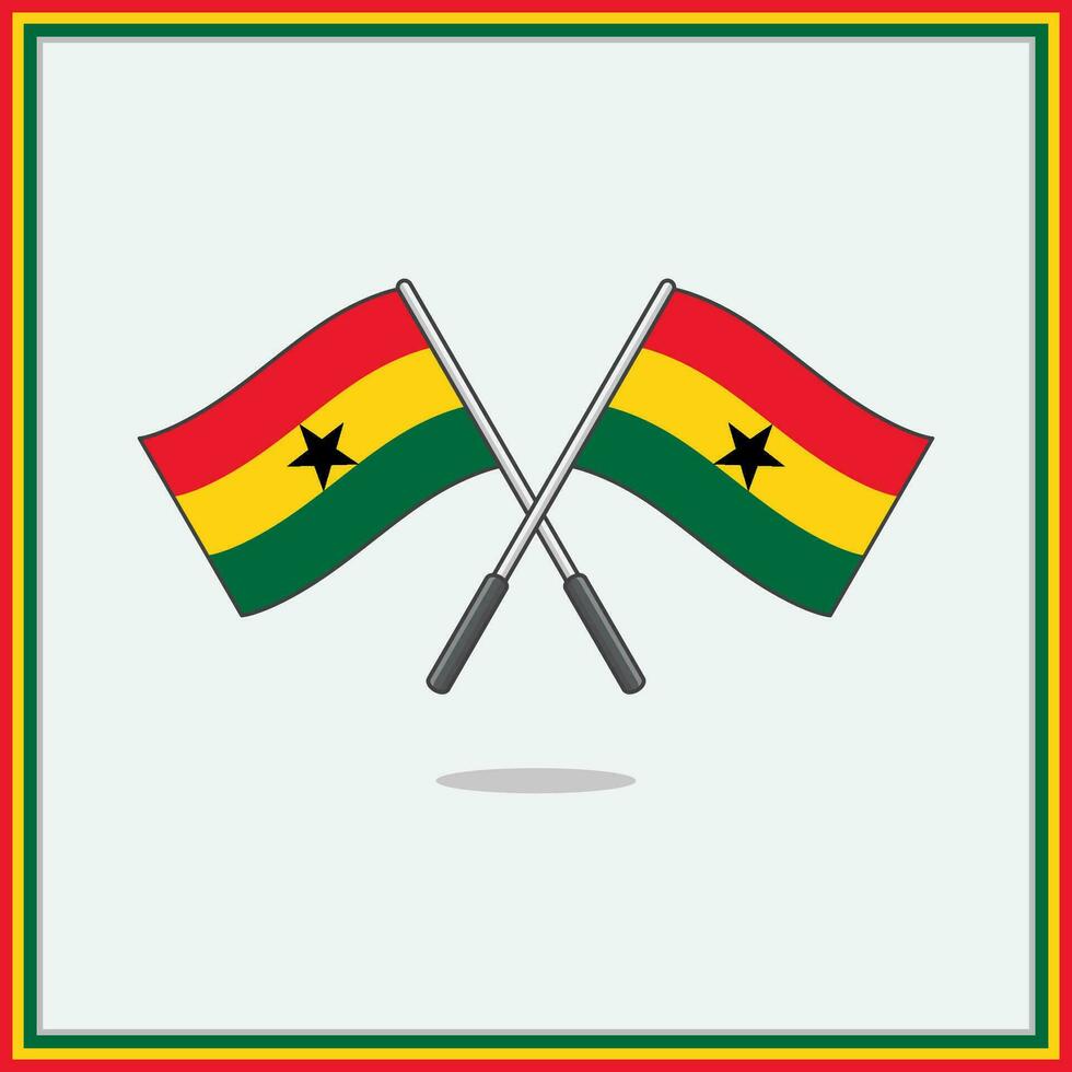 drapeau de Ghana dessin animé vecteur illustration. Ghana drapeau plat icône contour