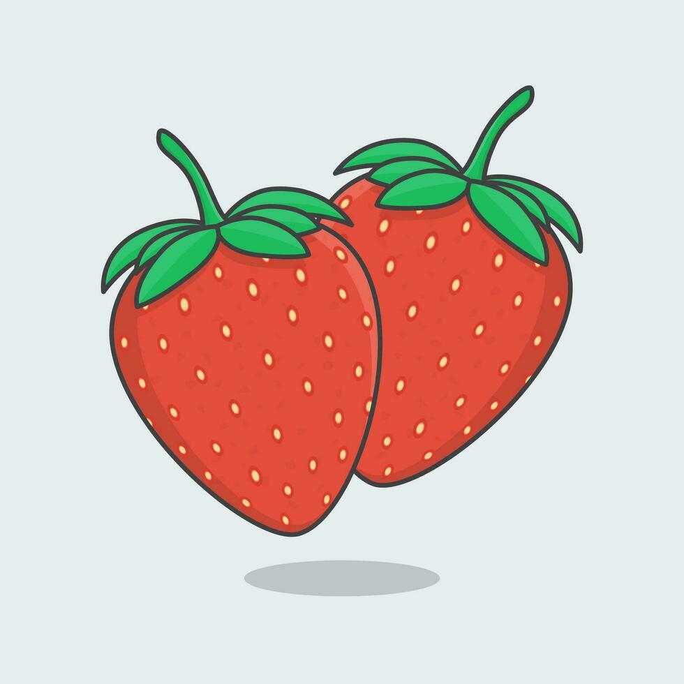 fraise dessin animé vecteur illustration. Frais fraise plat icône contour. fraise