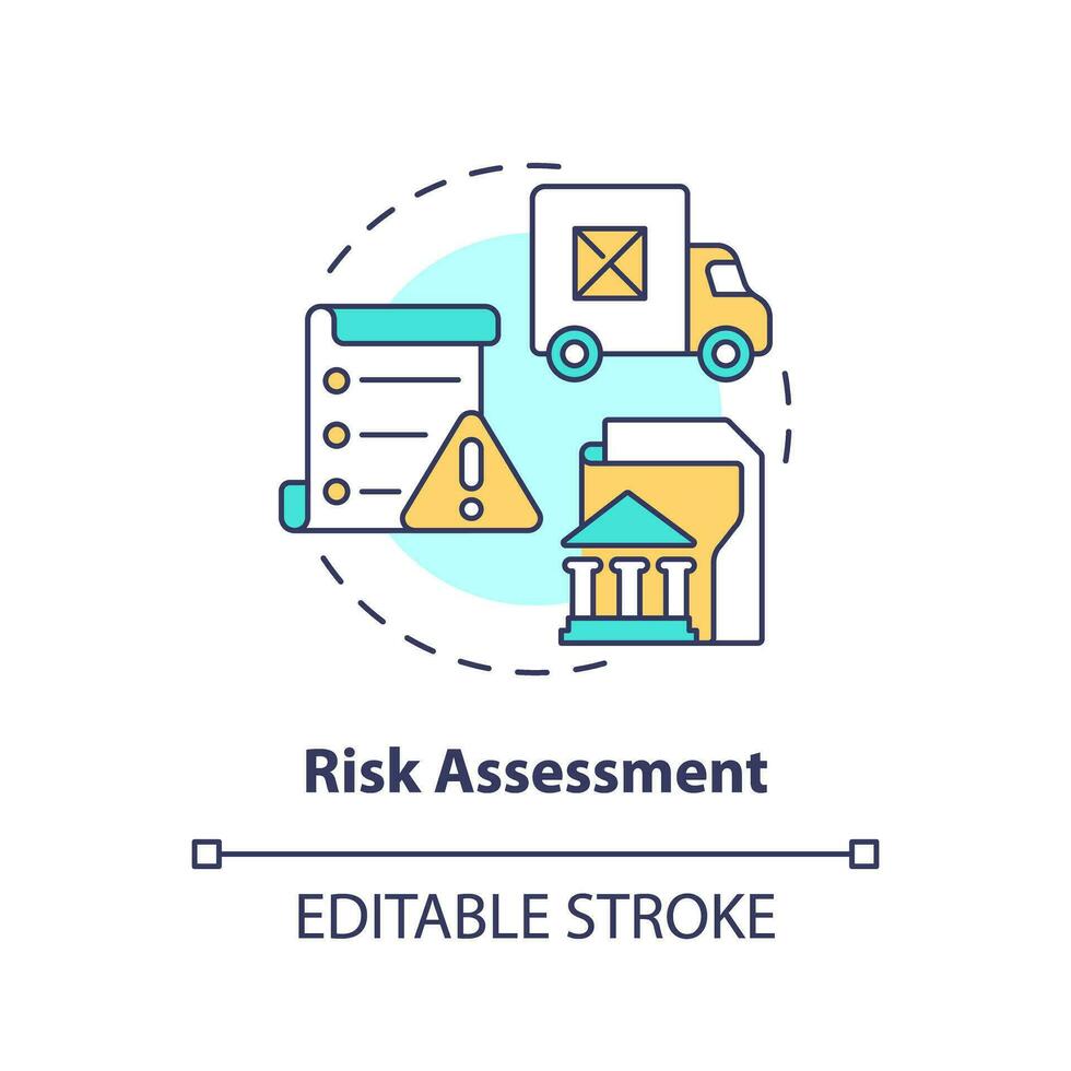 2d modifiable risque évaluation mince ligne icône concept, isolé vecteur, multicolore illustration représentant vendeur gestion. vecteur