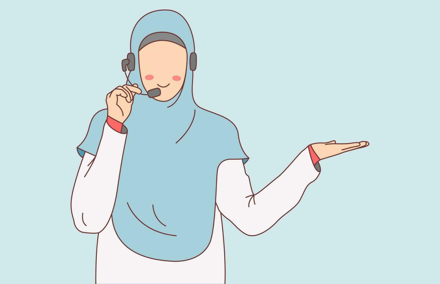 client un service portant hijab illustration vecteur