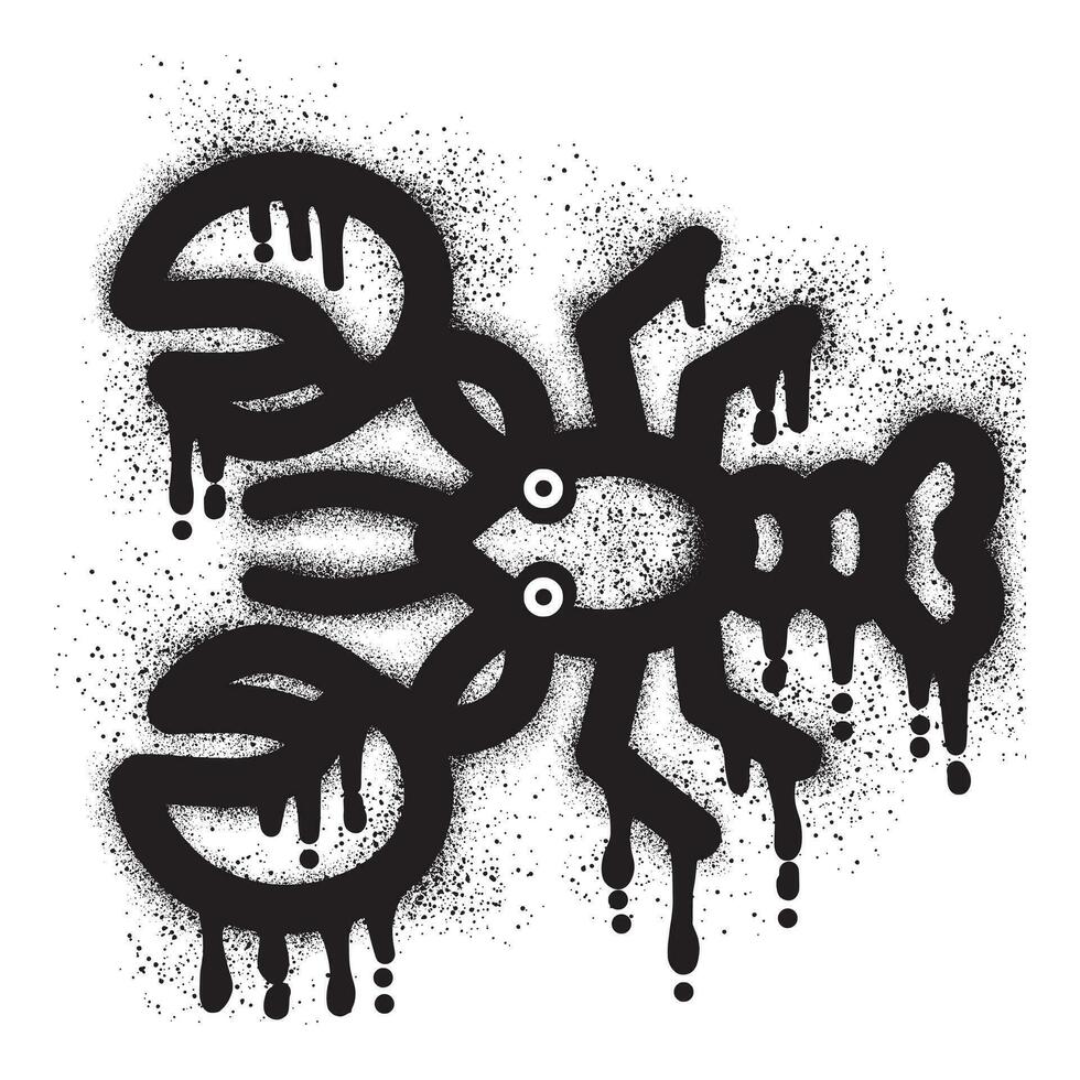 Homard graffiti avec noir vaporisateur peindre vecteur