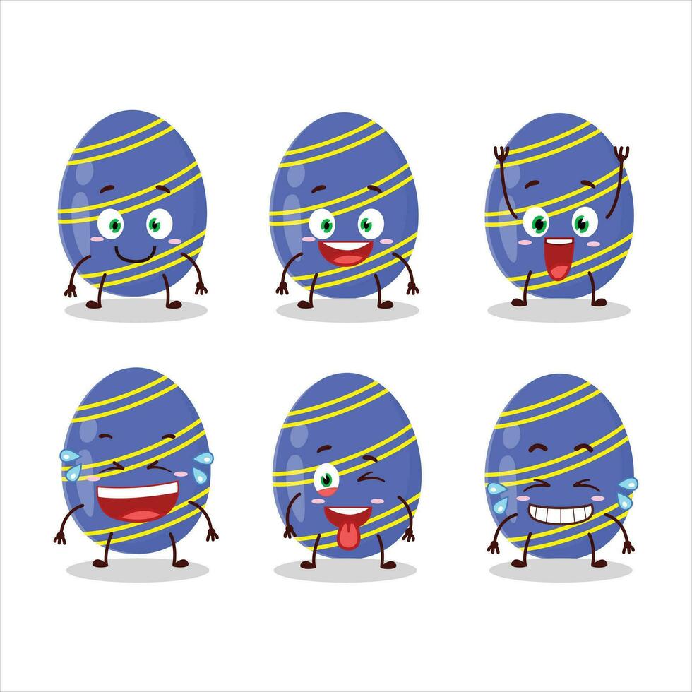dessin animé personnage de bleu Pâques Oeuf avec sourire expression vecteur