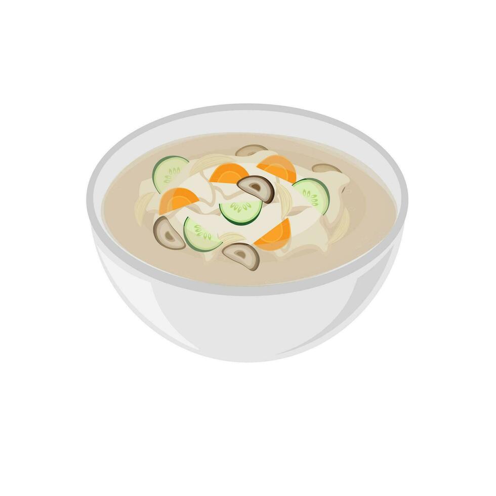 sujebi Fruit de mer boulette soupe illustration logo vecteur