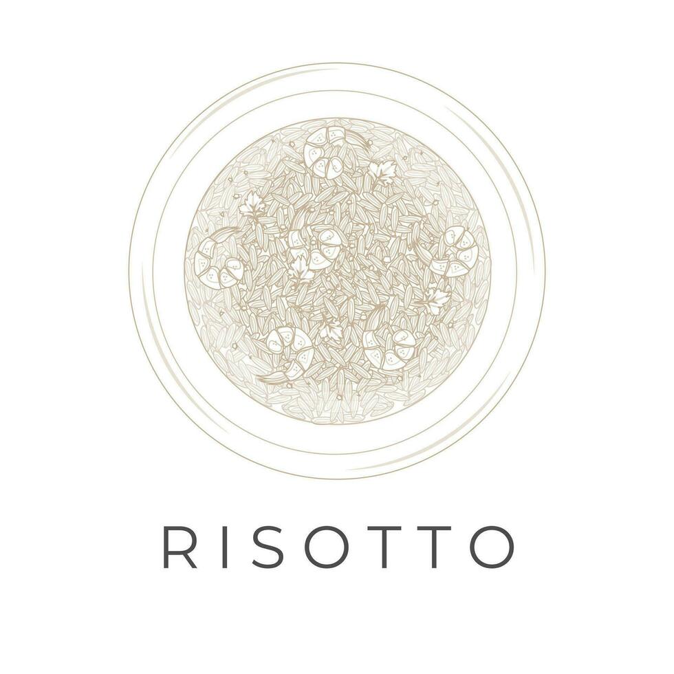 italien Risotto dessin animé ligne art vecteur illustration logo