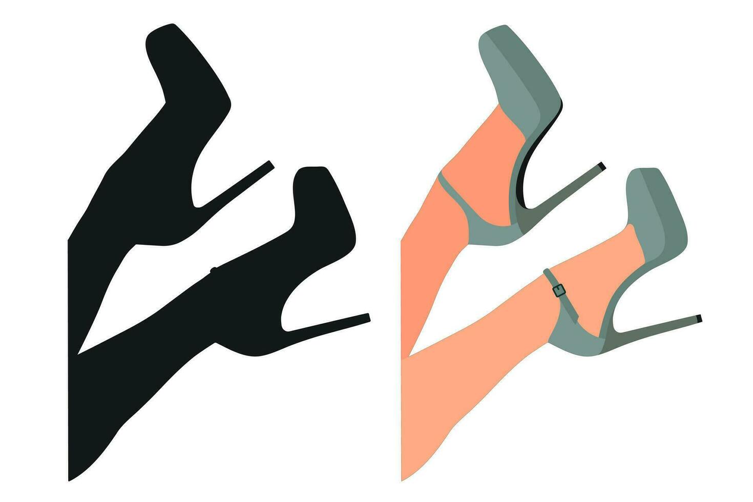 vague image de le silhouette de aux femmes chaussures. des chaussures talons aiguilles, haute talons vecteur