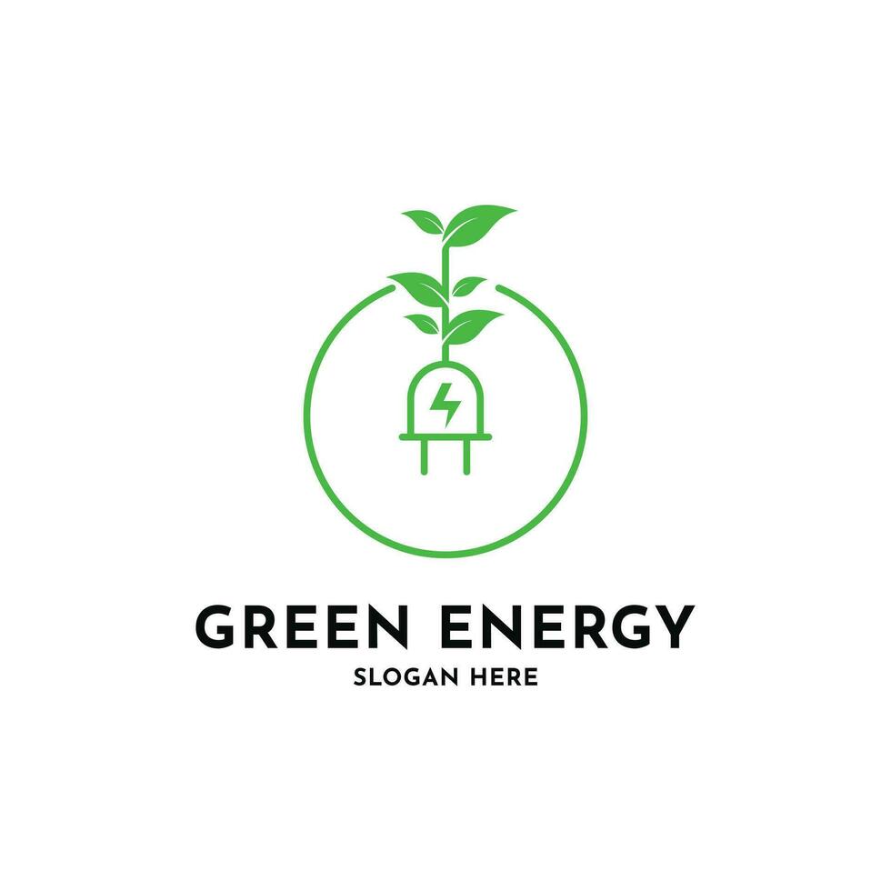 vert énergie logo conception Créatif idée avec feuille symbole et cercle forme vecteur