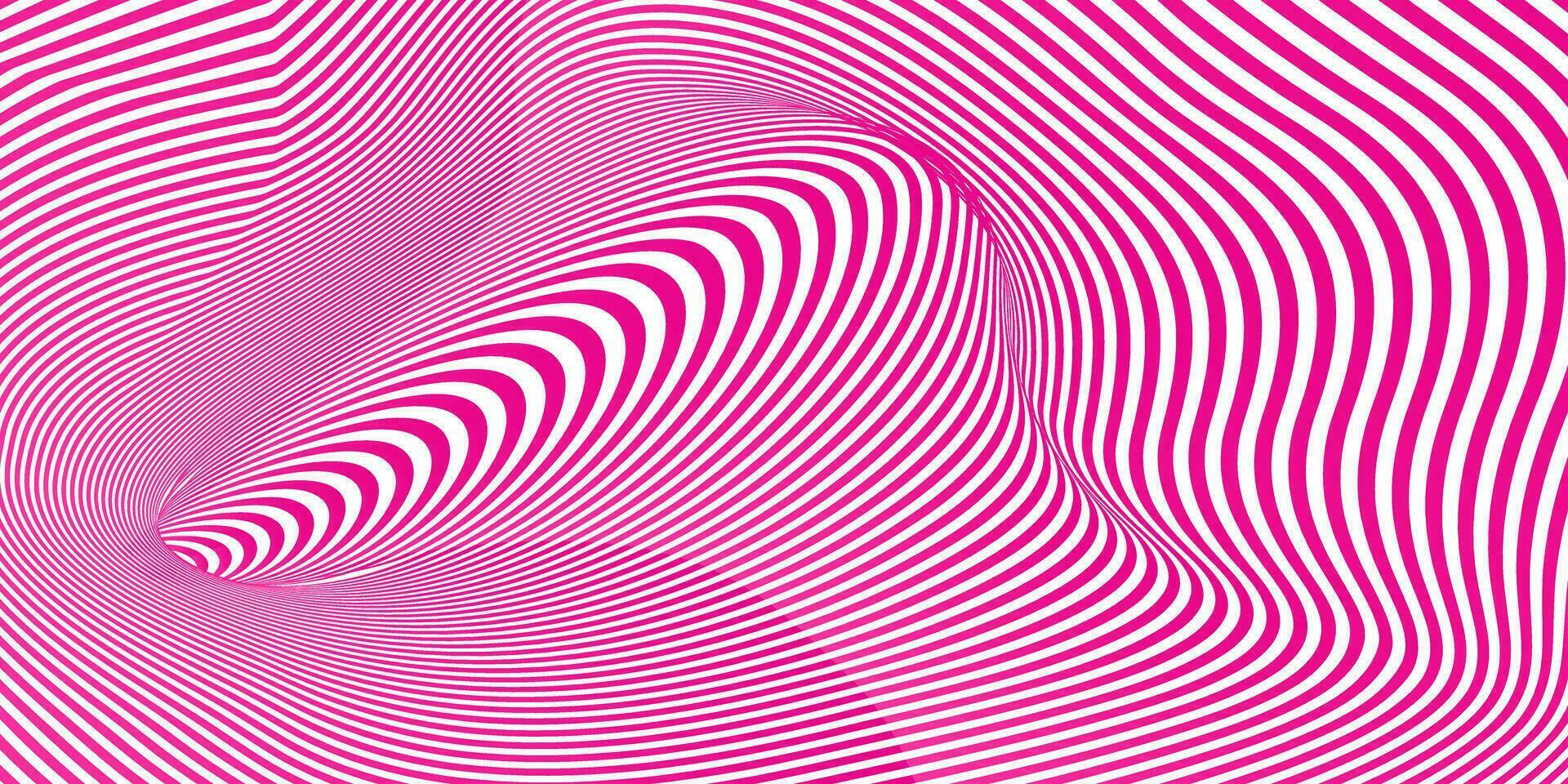 chaud rose géométrique hypnotique trou de ver tunnel. optique illusion Contexte. noir et blanc modèle, sphérique le volume vecteur