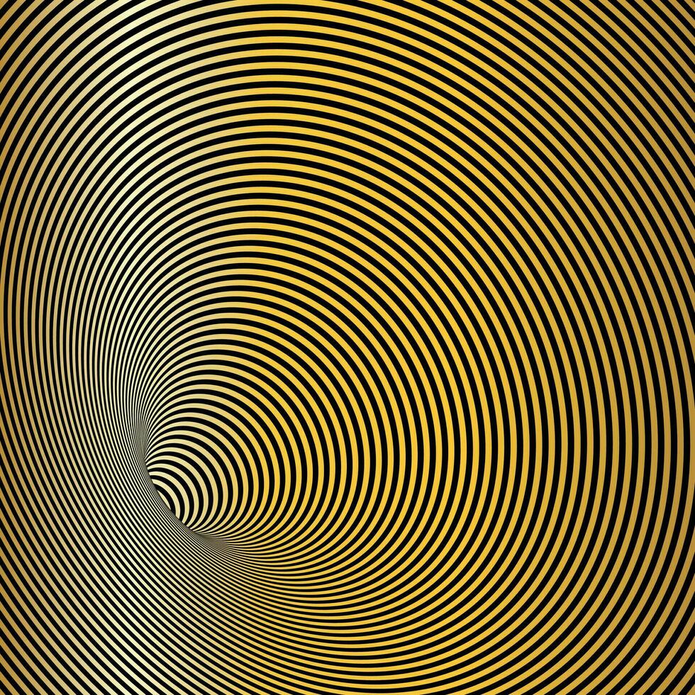 trou de ver optique illusion. géométrique noir et d'or luxe hypnotique tunnel vecteur