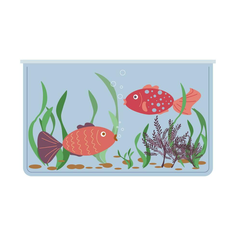 peint animaux domestiques - aquarium poisson rectangulaire aquarium. vecteur