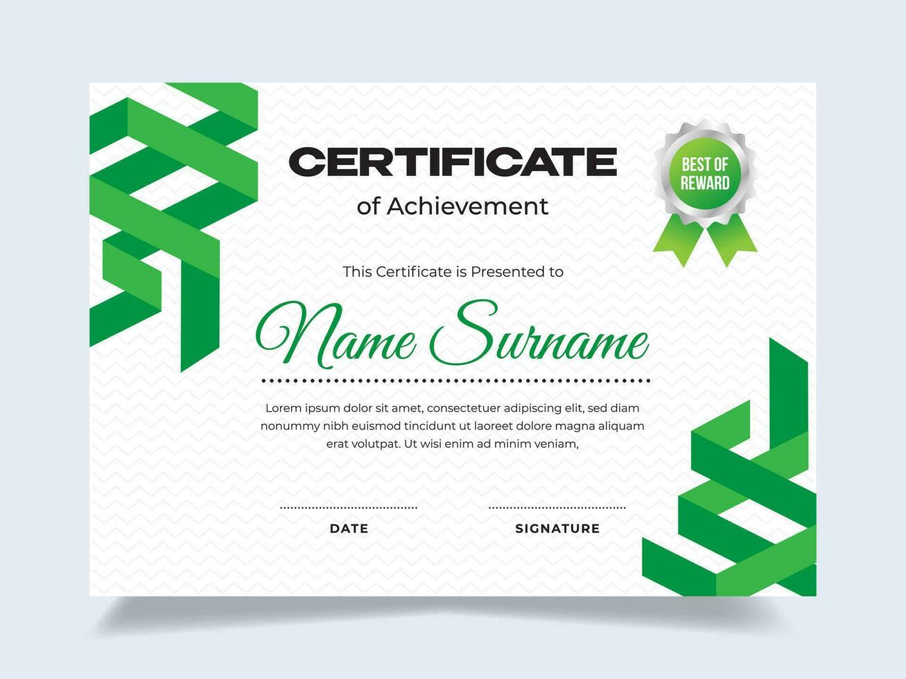 vert origami certificat de réussite modèle avec icône badge. moderne certificat vecteur. parfait pour employé prix. vecteur