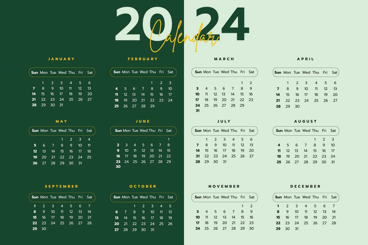 calendrier modèle conception pour 2024 vecteur