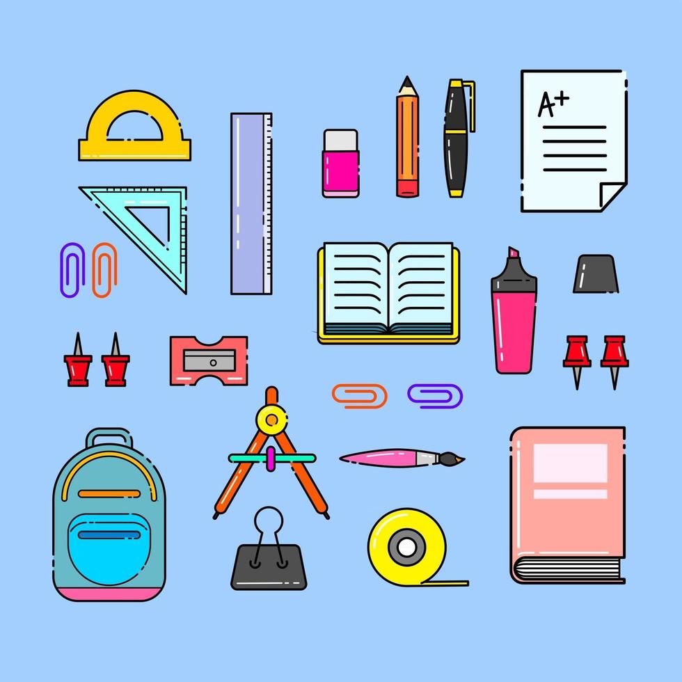 illustration de fournitures scolaires vecteur