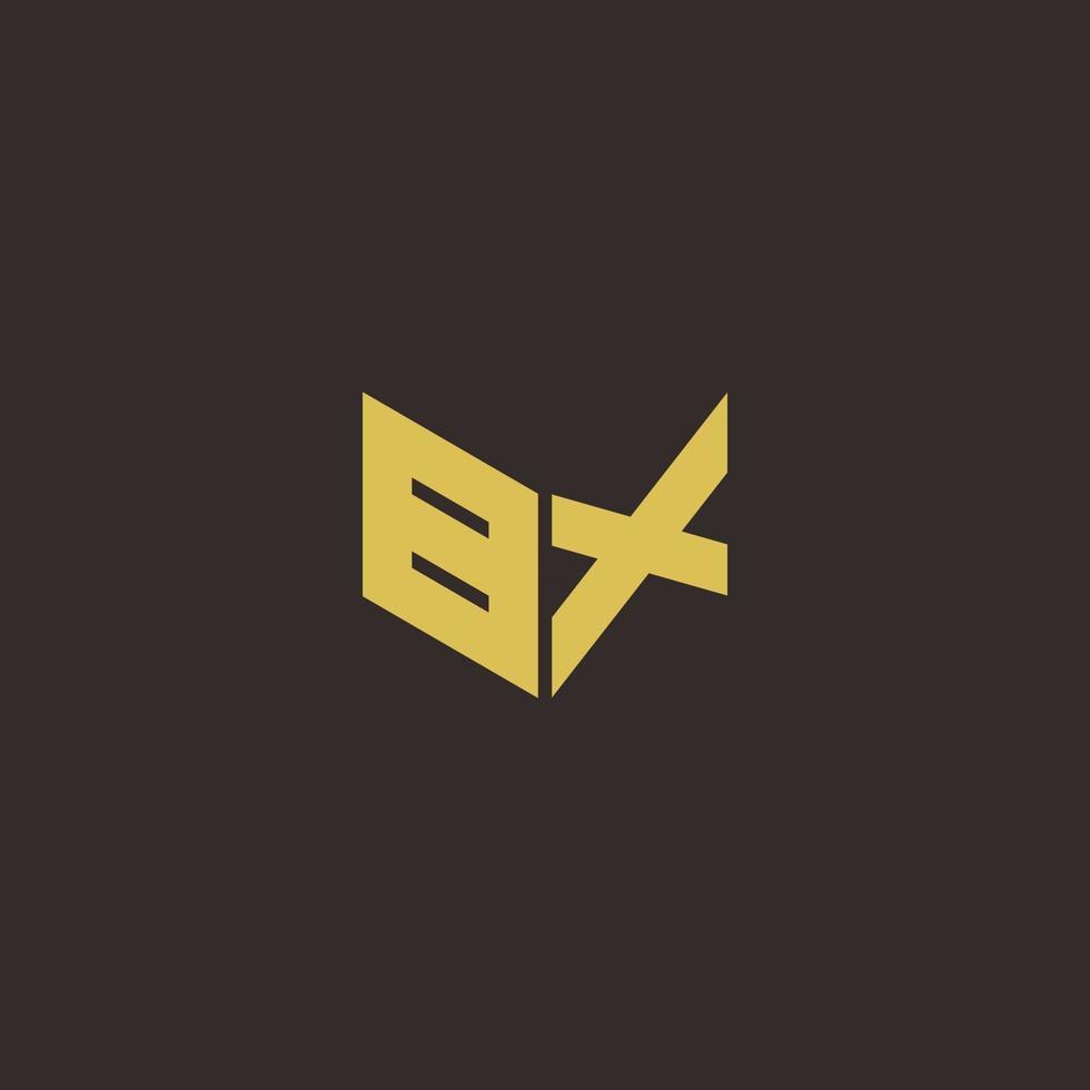 modèle de conception de logo initial de lettre de logo bx avec fond or et noir vecteur