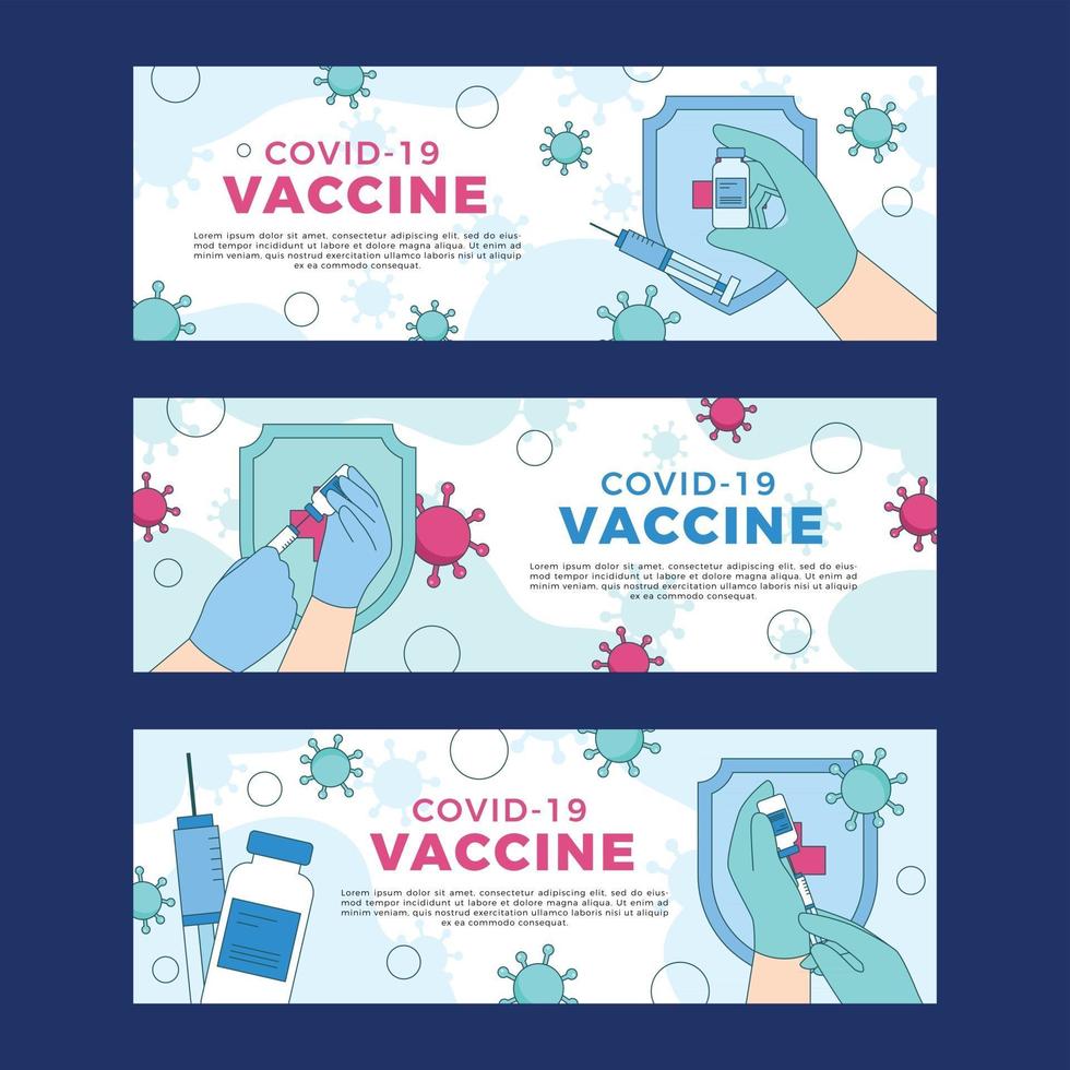 ensemble de bannières de vaccin contre le virus corona vecteur