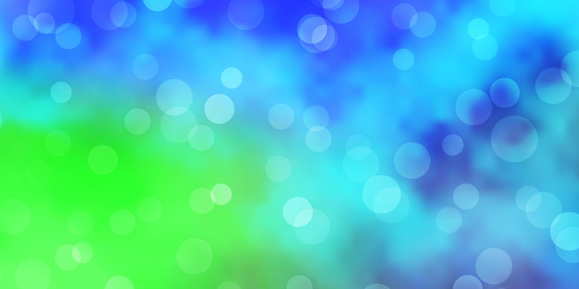 motif vectoriel bleu clair et vert avec des sphères. illustration avec un ensemble de sphères abstraites colorées brillantes. modèle pour les annonces commerciales.
