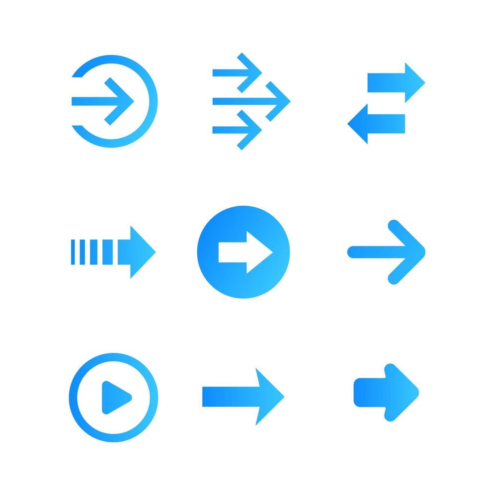 ensemble de vecteurs de flèches, bleu sur blanc vecteur