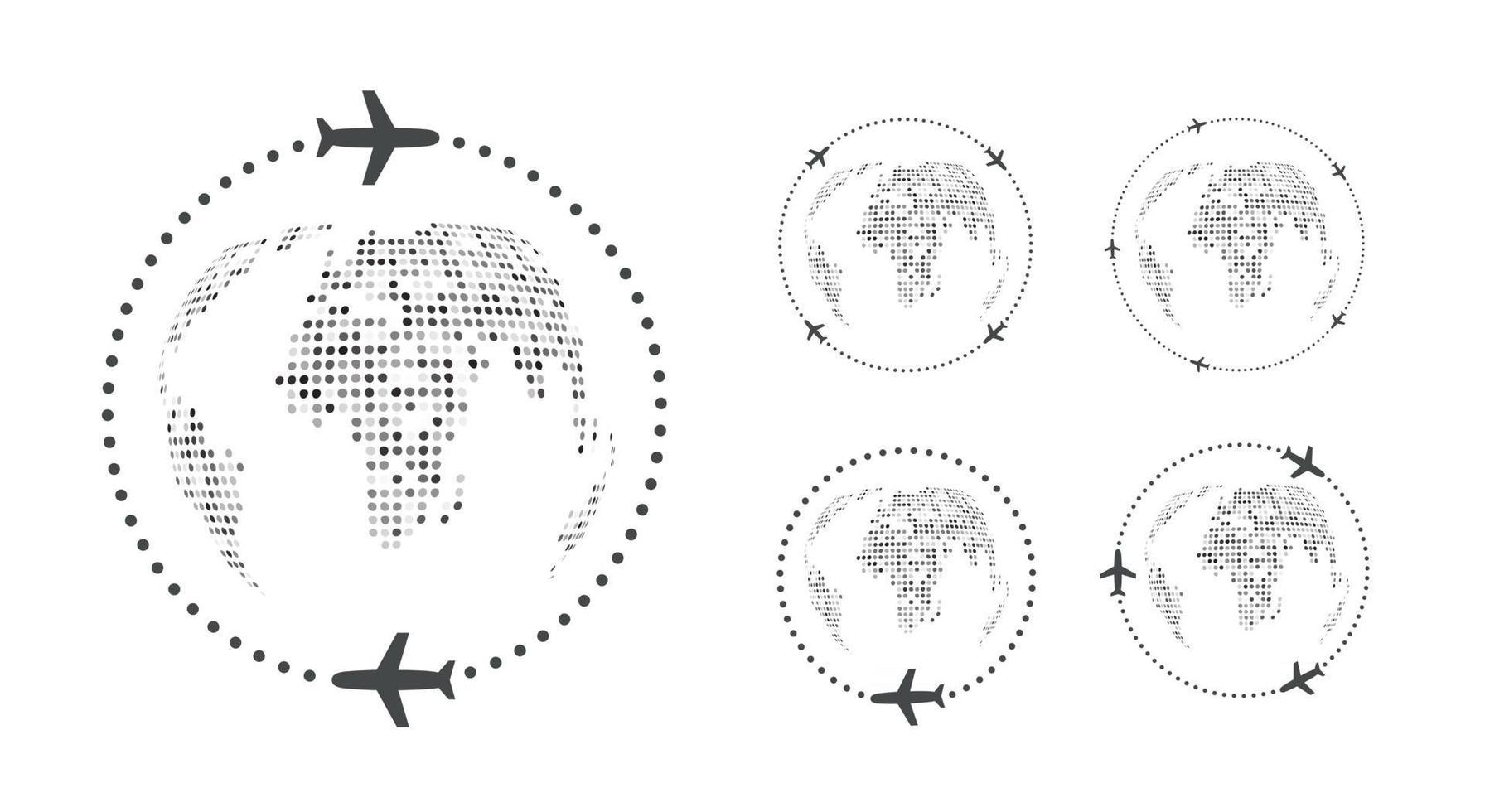 ensemble d'icônes de voyage simples. tour du monde en avion. modèle de logo de voyage en avion. icône de vecteur de voyage de terre.