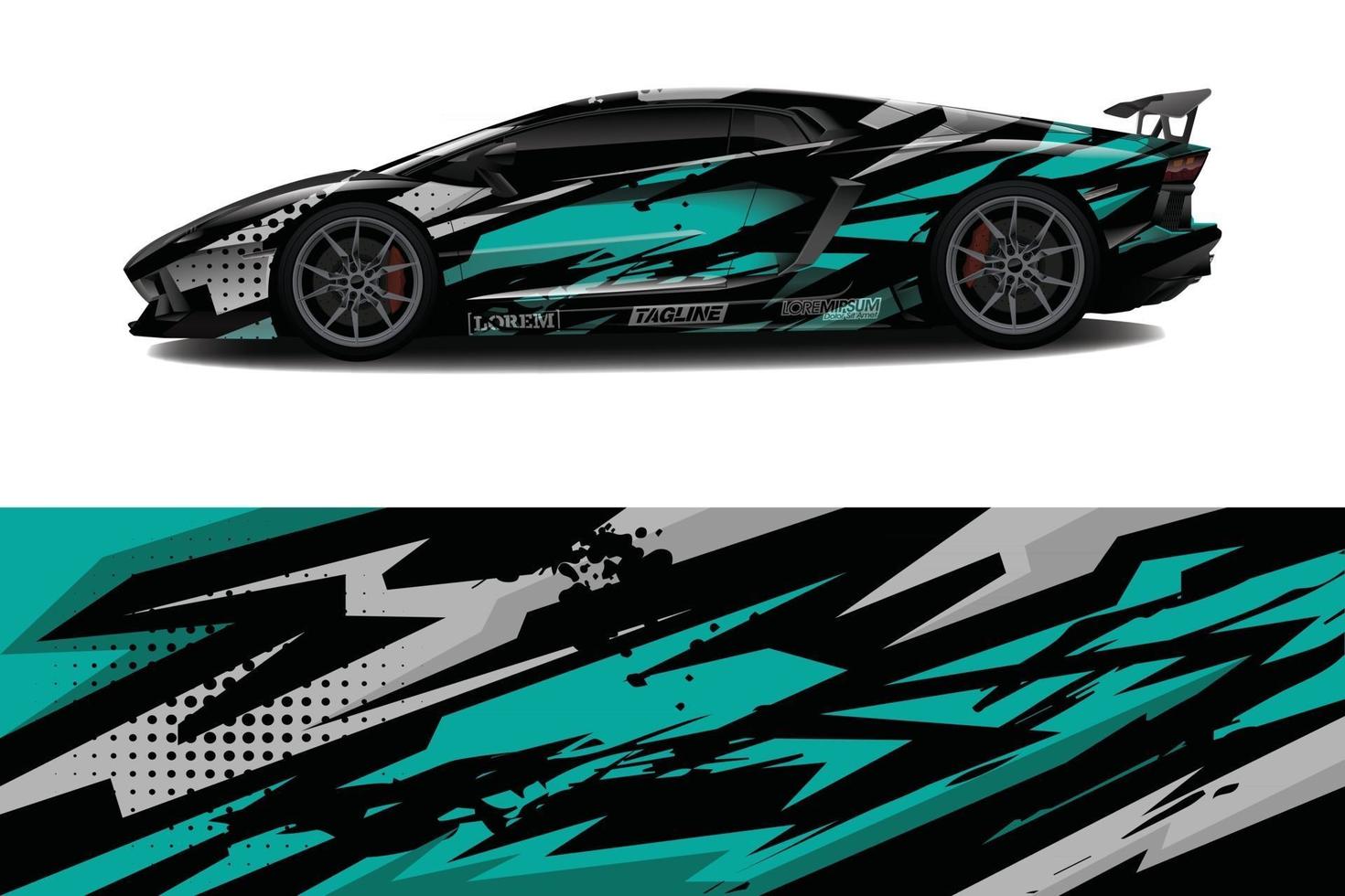 voiture wrap graphique racing abstrait pour wrap et vinyle autocollant vecteur