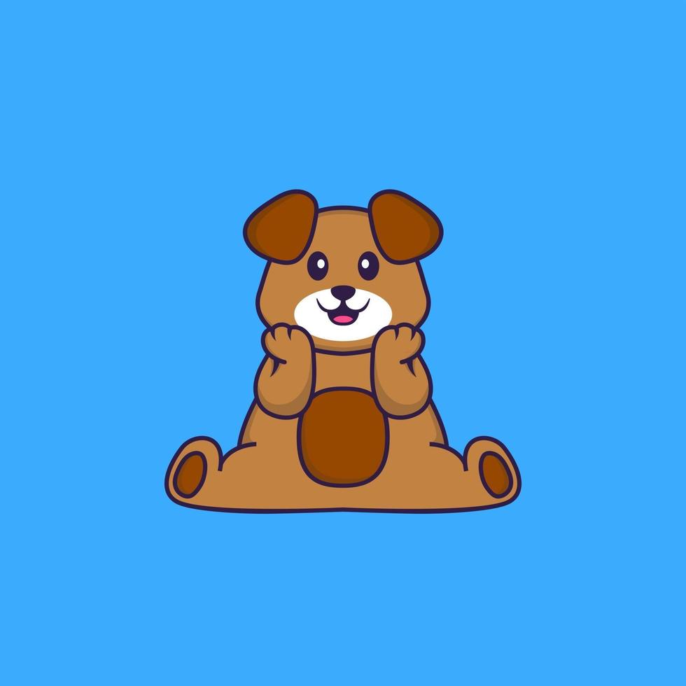 chien mignon est assis. concept de dessin animé animal isolé. peut être utilisé pour un t-shirt, une carte de voeux, une carte d'invitation ou une mascotte. style cartoon plat vecteur