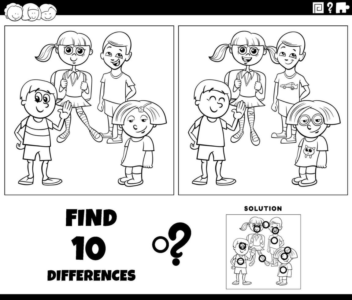 différences activité avec élémentaire âge les enfants coloration page vecteur