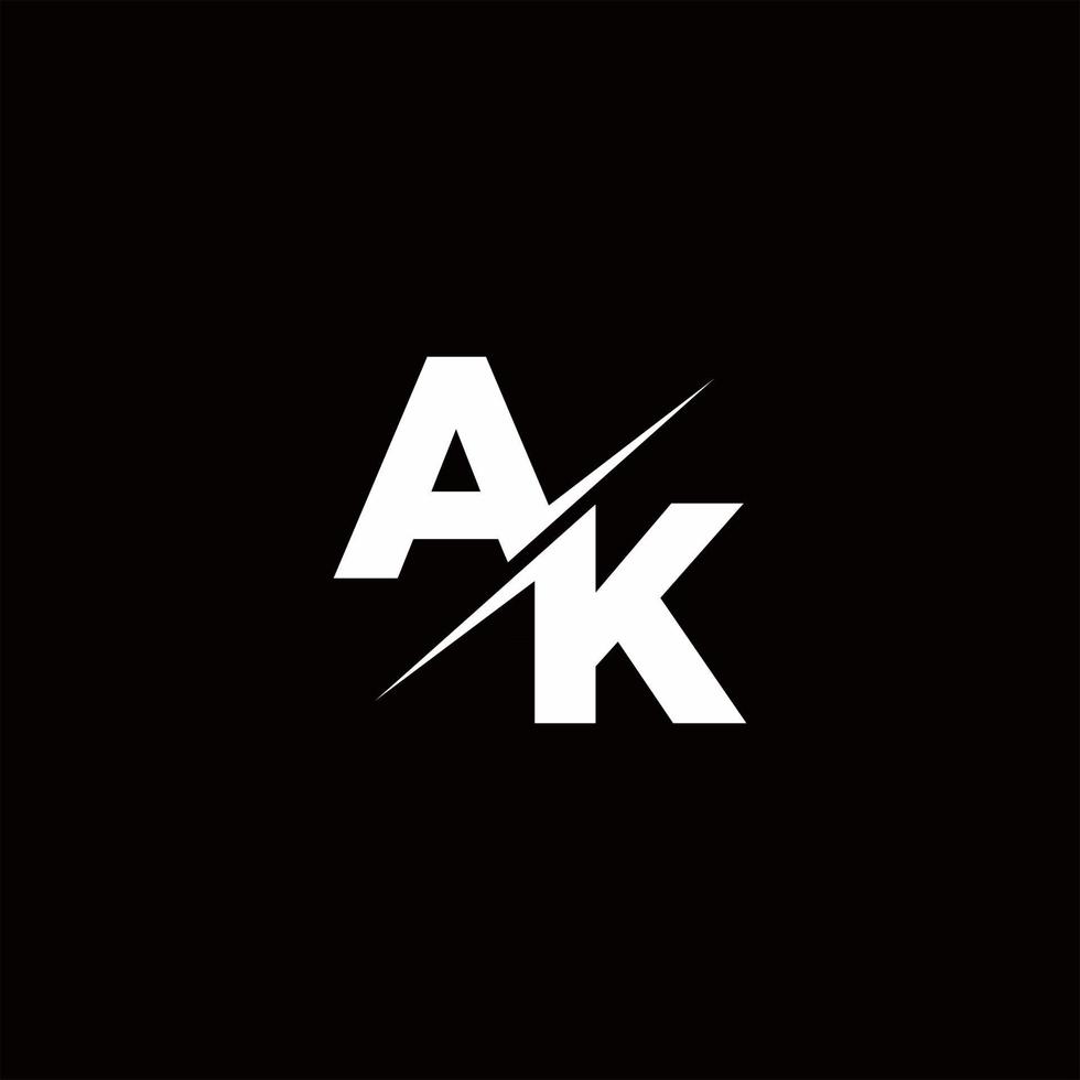 ak logo lettre monogramme slash avec modèle de conception de logo moderne vecteur