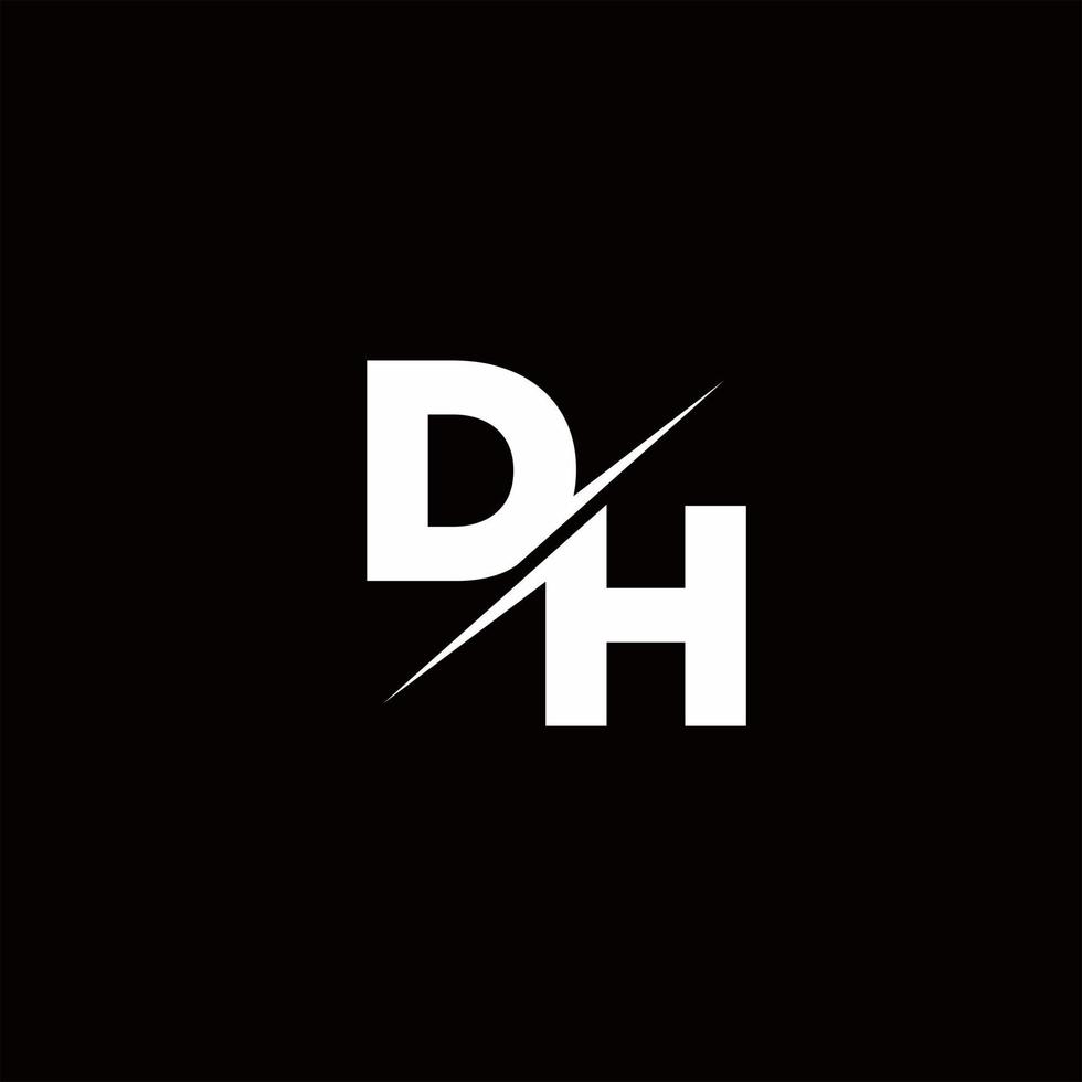 dh logo lettre monogramme slash avec modèle de conception de logo moderne vecteur