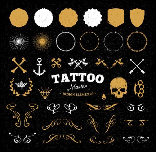 Éléments de conception de tatouage vecteur