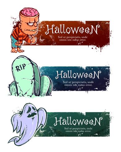 Bannières d&#39;halloween dessinés à la main vecteur