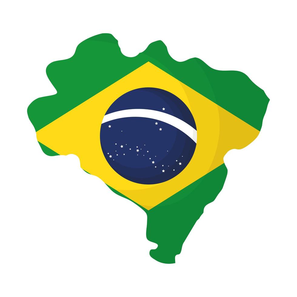 carte du pays du brésil avec drapeau vecteur
